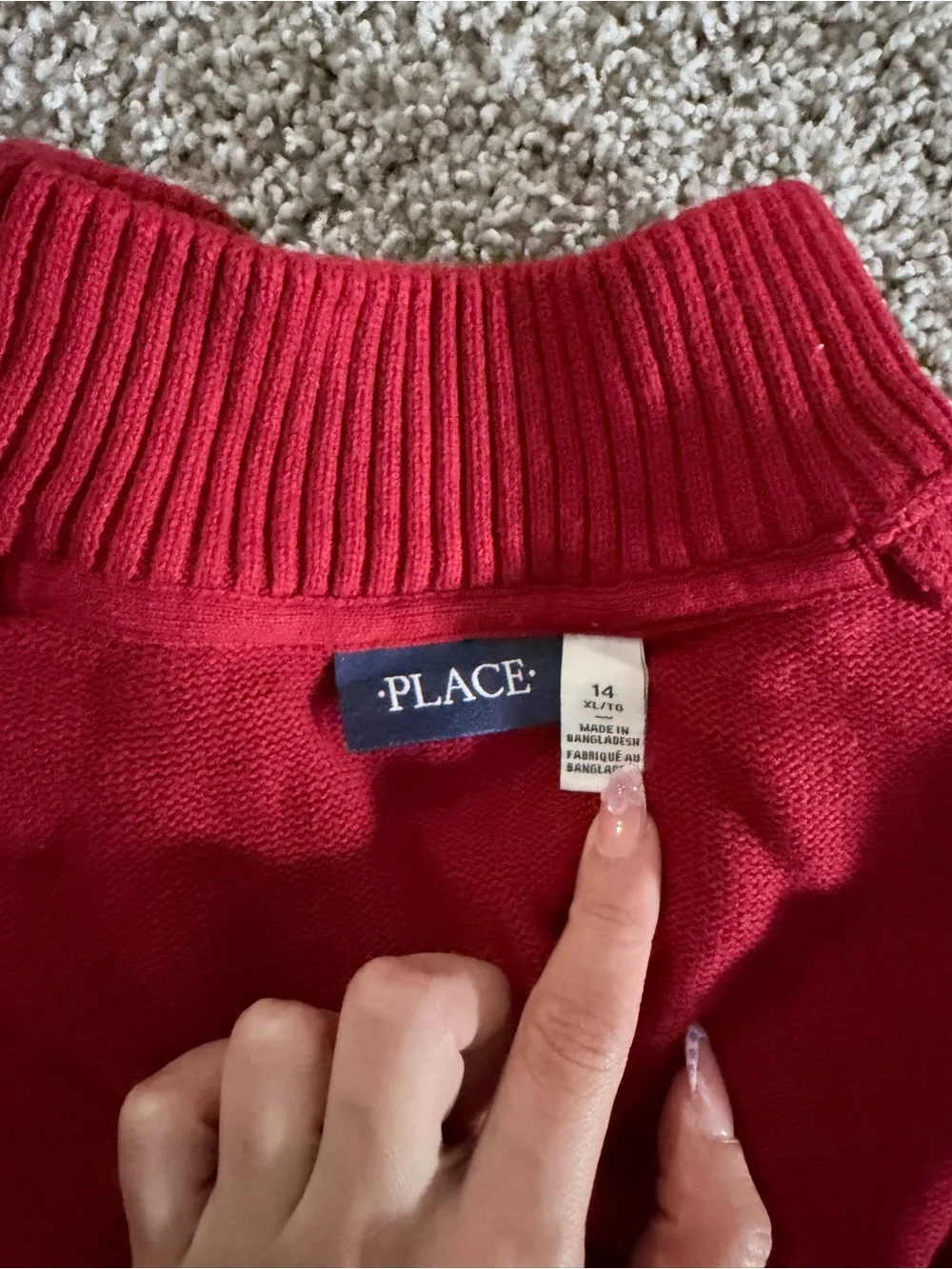 The Children's Place Red, Green and White Holiday Reindeer Quarter-Zip Sweater
